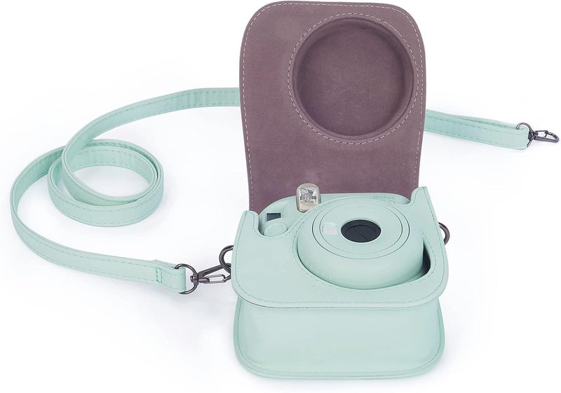Phetium Instant mini 12 Camera Protective Case Compatible with Instax Mini 12 11,PU Leather Bag with Pocket and Adjustable Shoulder Strap (Mint Green) - Image 5